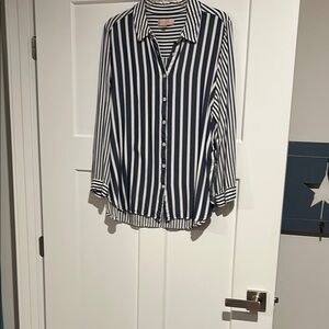 Philosophy Blue and White Striped Blouse
